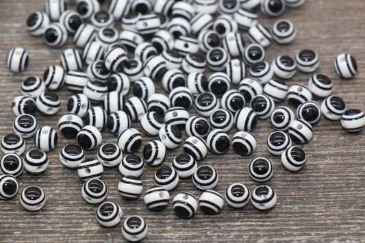 6mm Eyeball Beads, White and Black Evil Eyes, Chunky Round Evil Eye, Turkish Eye Beads, Greek Eye Beads, Acrylic Eyeball Beads #2398