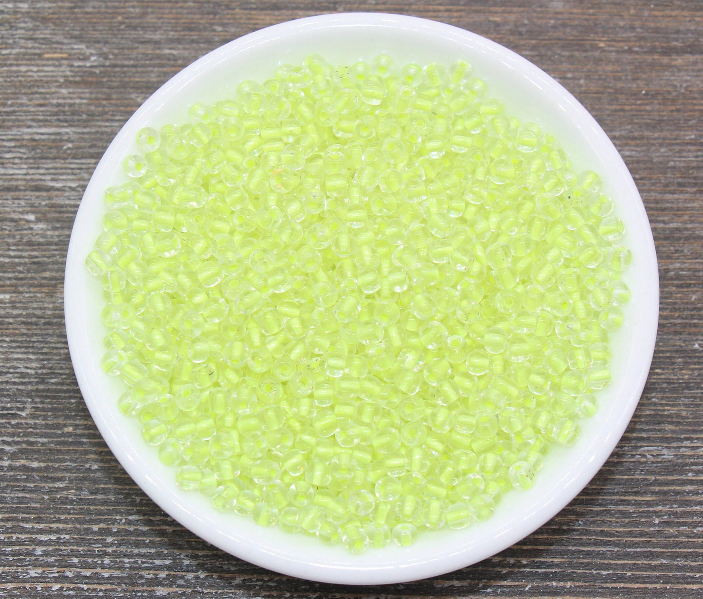 GLOW Glass Beads, 4mm 6/0 Glass Beads, Glow in Dark Transparent Beads with Yellow Lining Beads, Rocailles Beads, Beading Supplies #2403