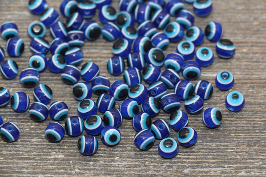 6mm Eyeball Beads, Royal Blue Evil Eye Beads, Round Evil Eyeball Beads, Turkish Eye Beads, Greek Eye Beads, Acrylic Eyeball Beads #2378
