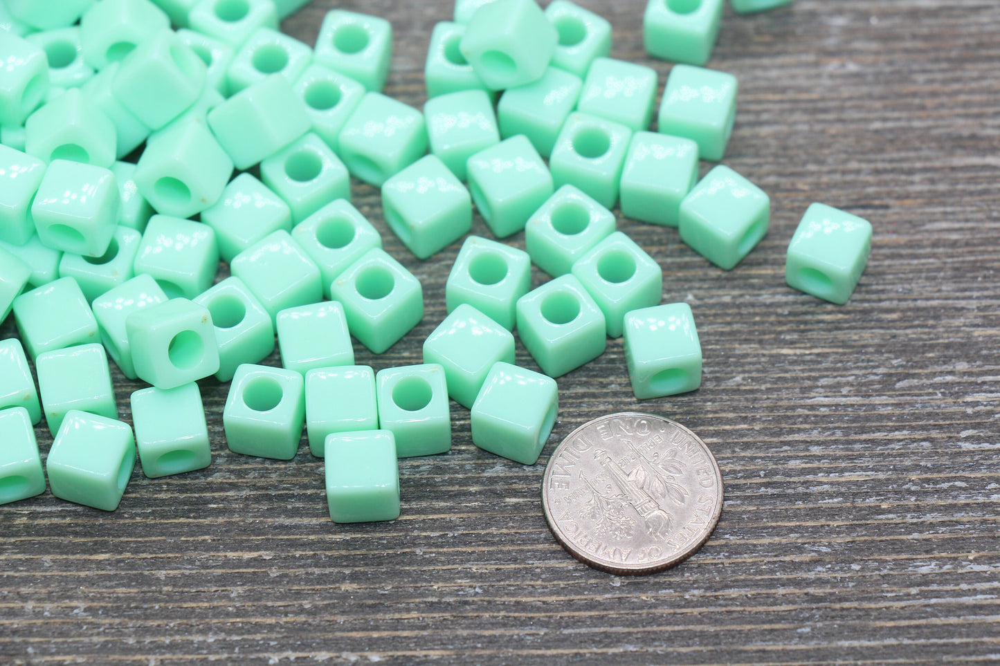 Mint Green Cube Beads, Acrylic Cube Square Beads, Acrylic Spacer Beads, Mint Cube Beads, Acrylic Blank Cube Beads, Size 7mm #2469
