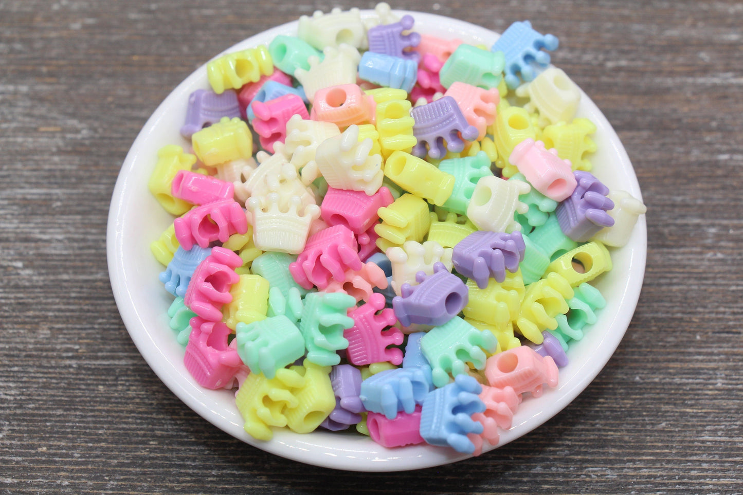 Multicolored Crown Beads, Acrylic Crown Beads, Rainbow Crown Beads, Plastic Crown Shape Beads, Size 7mm #2476
