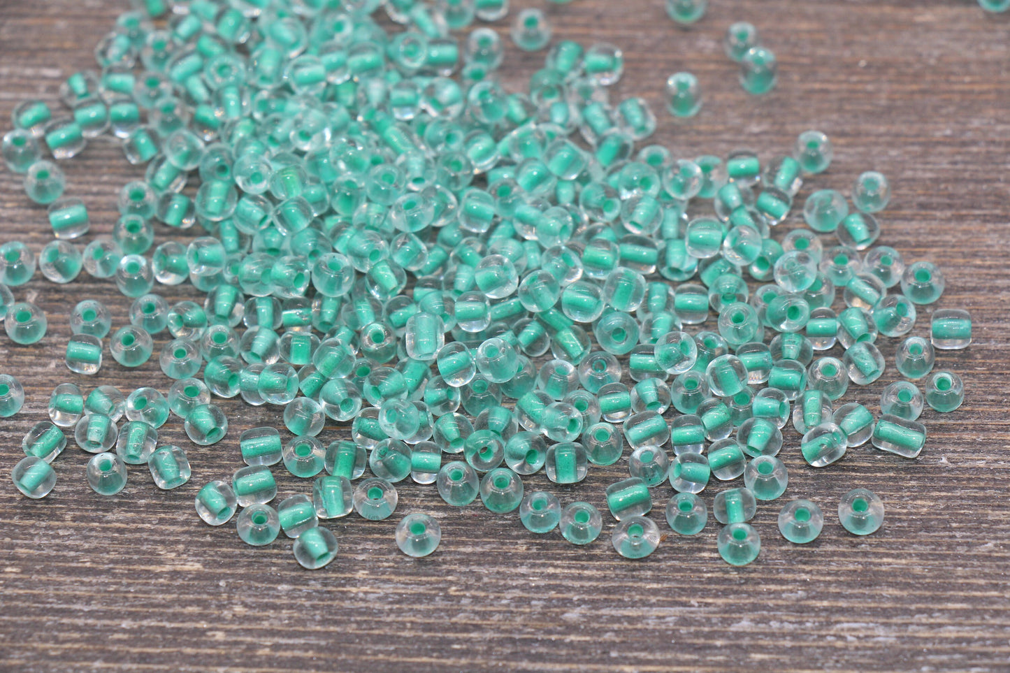 GLOW Glass Beads, 4mm 6/0 Glass Beads, Glow in Dark Transparent Beads with Green Lining Beads, Rocailles Beads, Beading Supplies #2498
