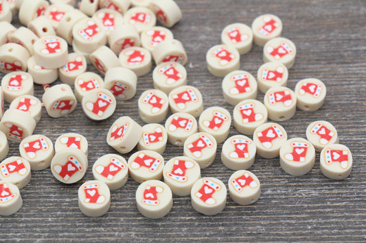Christmas Stocking Polymer Clay Beads, Christmas Socks Fimo Cane Beads #160