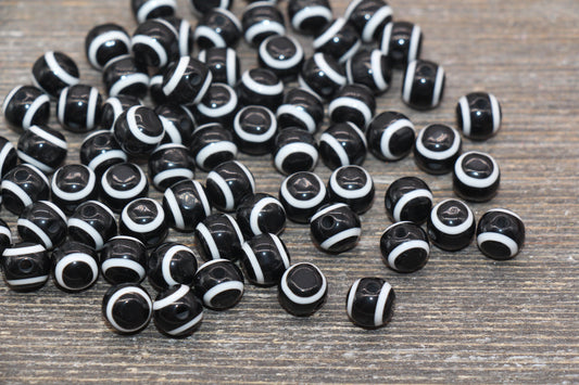 8mm Eyeball Beads, Black Evil Eye Beads, Chunky Round Evil Eyeball Beads, Turkish Eye Beads, Greek Eye Beads, Acrylic Eyeball Beads #2384
