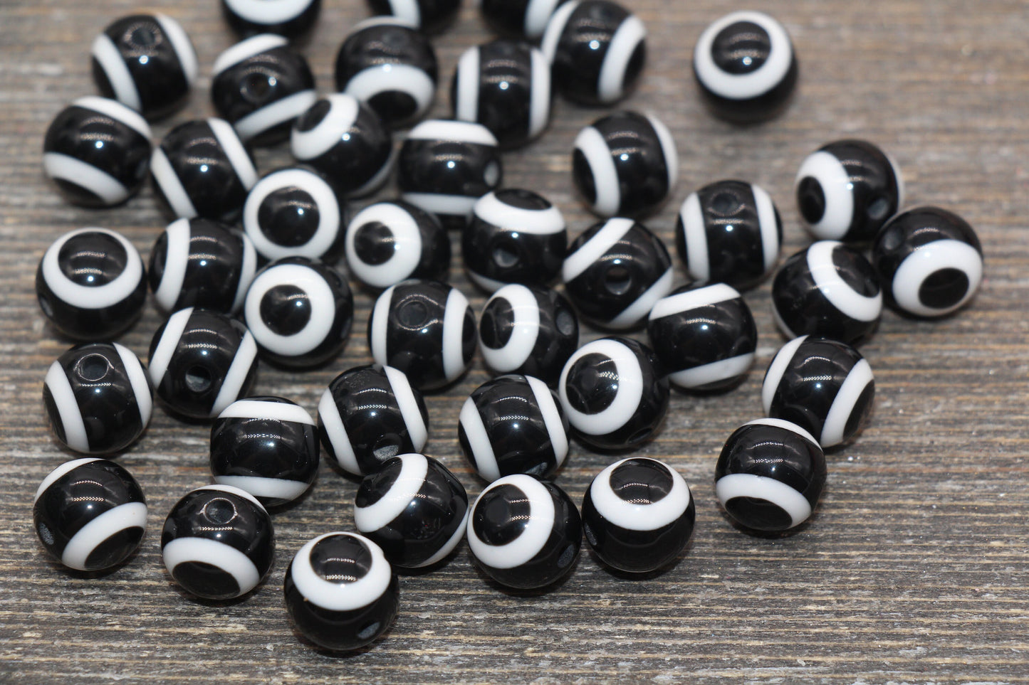 10mm Eyeball Beads, Black Evil Eye Beads, Chunky Round Evil Eyeball Beads, Turkish Eye Beads, Greek Eye Beads, Acrylic Eyeball Beads #2385