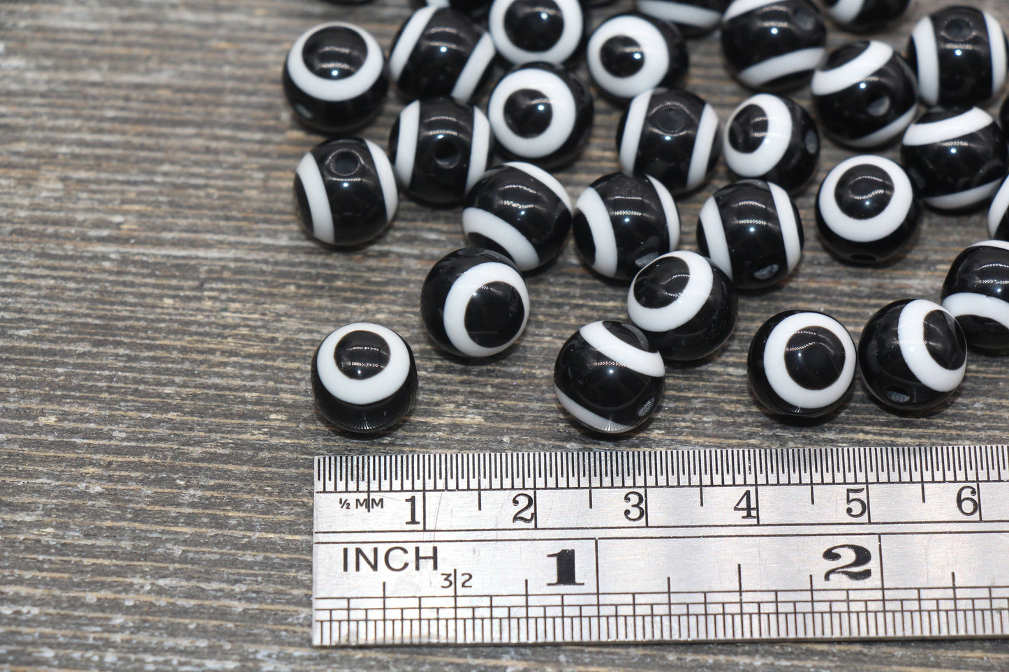 10mm Eyeball Beads, Black Evil Eye Beads, Chunky Round Evil Eyeball Beads, Turkish Eye Beads, Greek Eye Beads, Acrylic Eyeball Beads #2385