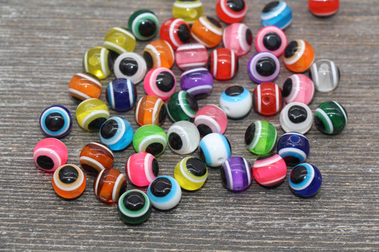 10mm Eyeball Beads, Multicolor Evil Eye Beads, Chunky Round Evil Eye Beads, Turkish Eye Beads, Greek Eye Beads, Acrylic Eyeball Beads #2391