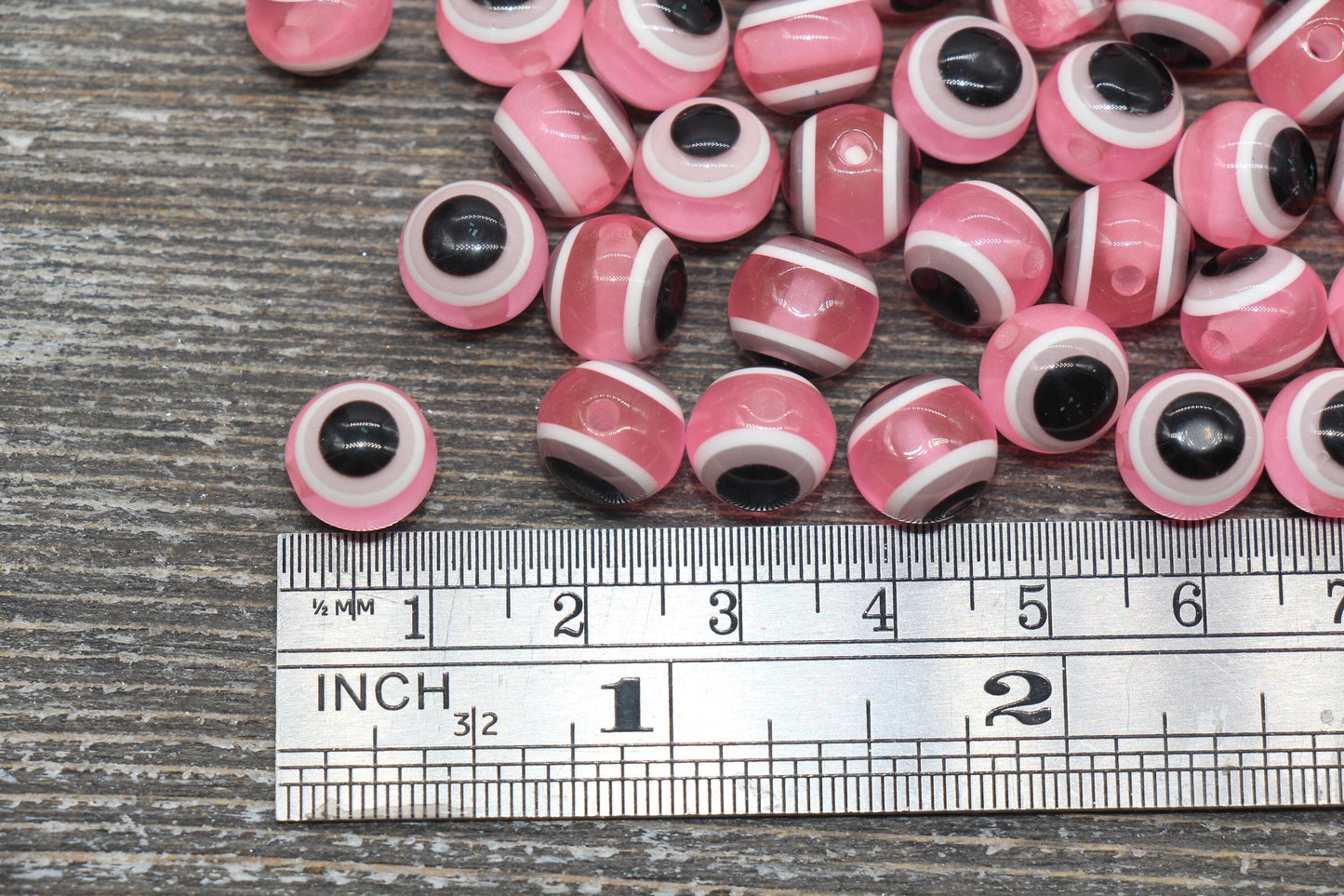 10mm Eyeball Beads, Translucent Pink Evil Eye Beads, Chunky Round Evil Eye, Turkish Eye Beads, Greek Eye Beads, Acrylic Eyeball Beads #2394