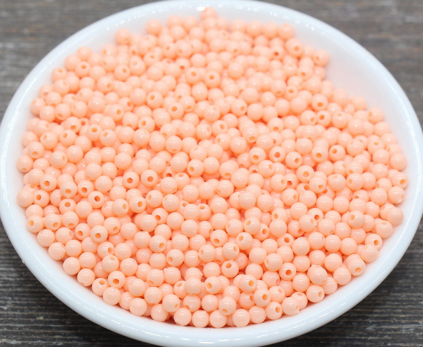 4mm Peach Round Beads, Acrylic Gumball Beads, Round Spacer Beads, Bubblegum Beads, Plastic Round Smooth Bead #840