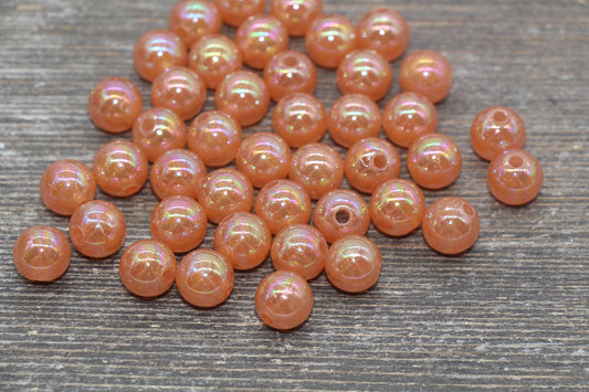10mm Jelly AB with Glitter Gumball Beads, Iridescent Acrylic Loose Beads, Bubblegum Beads, Sparkle Glossy Chunky Round Beads #2527
