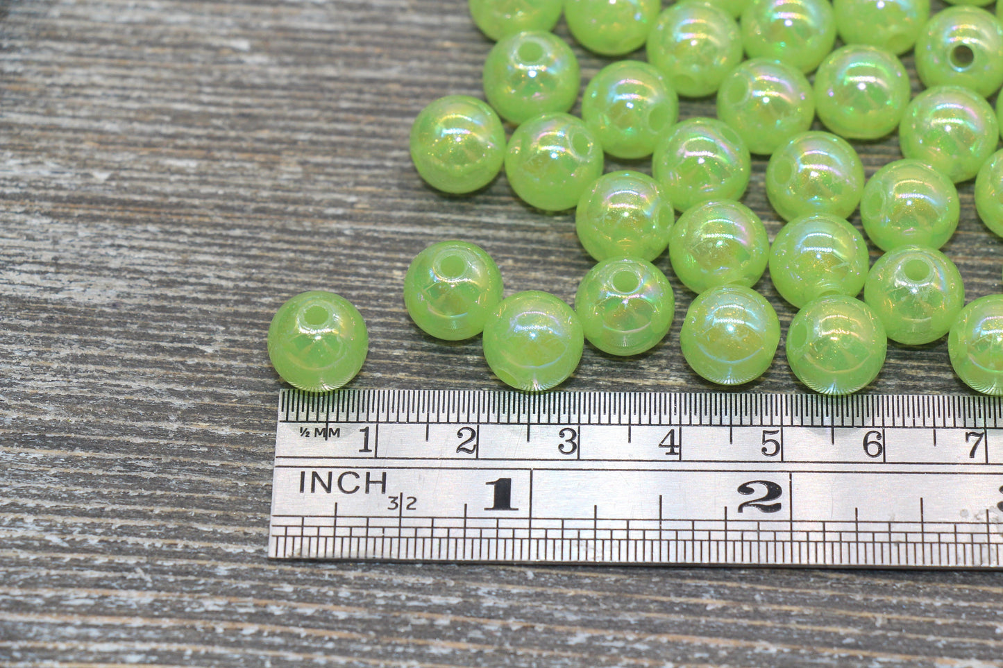 10mm Jelly Green AB with Glitter Gumball Beads, Iridescent Acrylic Loose Beads, Bubblegum Beads, Sparkle Glossy Chunky Round Beads #2529