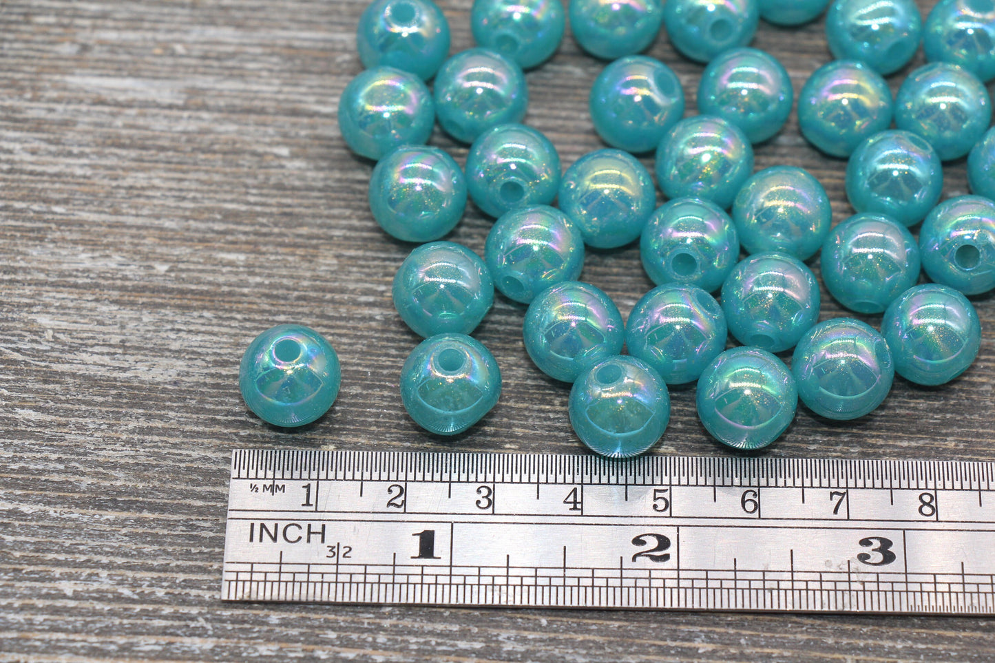 12mm Jelly Blue AB with Glitter Gumball Beads, Iridescent Acrylic Loose Beads, Bubblegum Beads, Sparkle Glossy Chunky Round Beads #2540