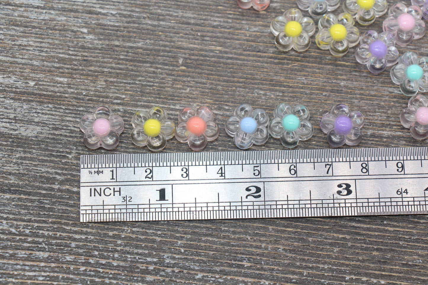Multicolored Flower Beads, Mix Color Flower Beads, Flower Shape Acrylic Beads, Bracelet Beads, Jewelry Beads #699