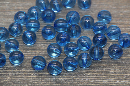 10mm Transparent Blue Round Beads, Acrylic Gumball Beads, Blue Round Beads, Bubblegum Beads, Plastic Chunky Bead #2400