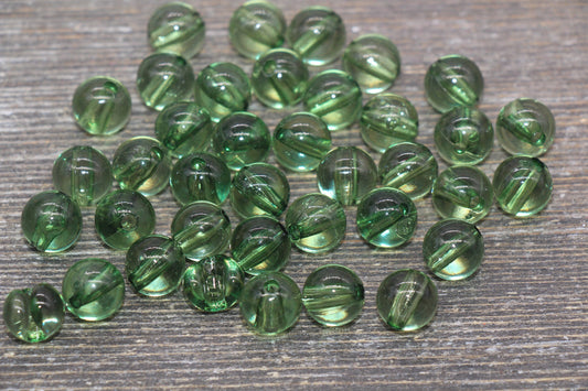 10mm Transparent Green Round Beads, Acrylic Gumball Beads, Green Round Beads, Bubblegum Beads, Plastic Chunky Bead #2401