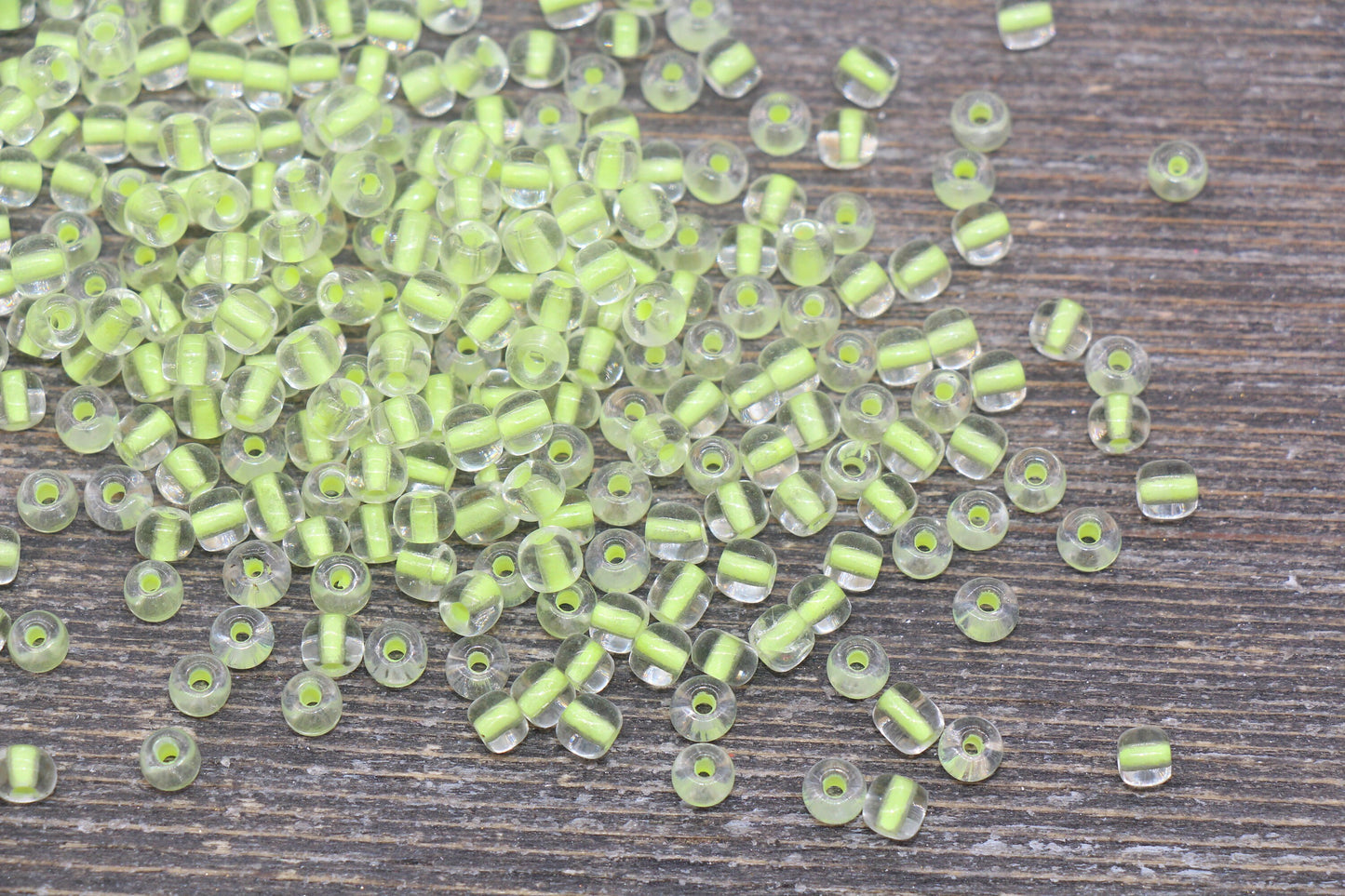 GLOW Glass Beads, 4mm 6/0 Glass Beads, Glow in Dark Transparent Beads with Yellow Lining Beads, Rocailles Beads, Beading Supplies #2403