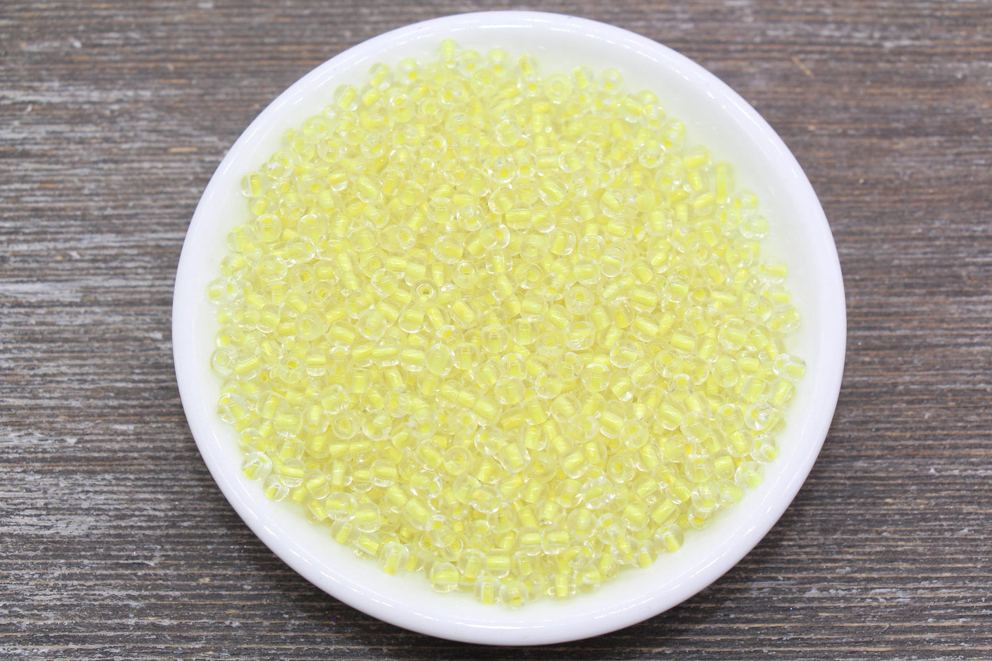 GLOW Glass Beads, 4mm 6/0 Glass Beads, Glow in Dark Transparent Beads with Yellow Lining Beads, Rocailles Beads, Beading Supplies #2408