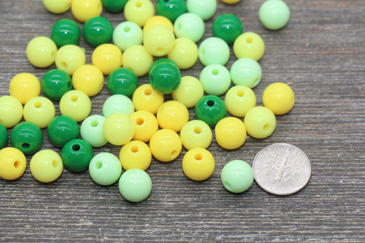 10mm Mix Round Gumball Beads, Ivory Red and Black Mix Acrylic Beads, Multicolor Bubblegum Beads, Chunky Beads, Smooth Round Beads #2429