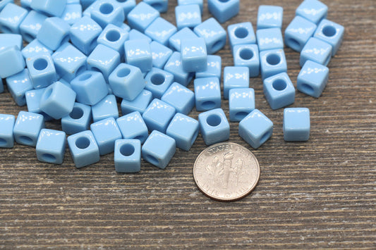Blue Cube Beads, Acrylic Cube Square Beads, Acrylic Spacer Beads, Blue Cube Beads, Acrylic Blank Cube Beads, Size 7mm #2470
