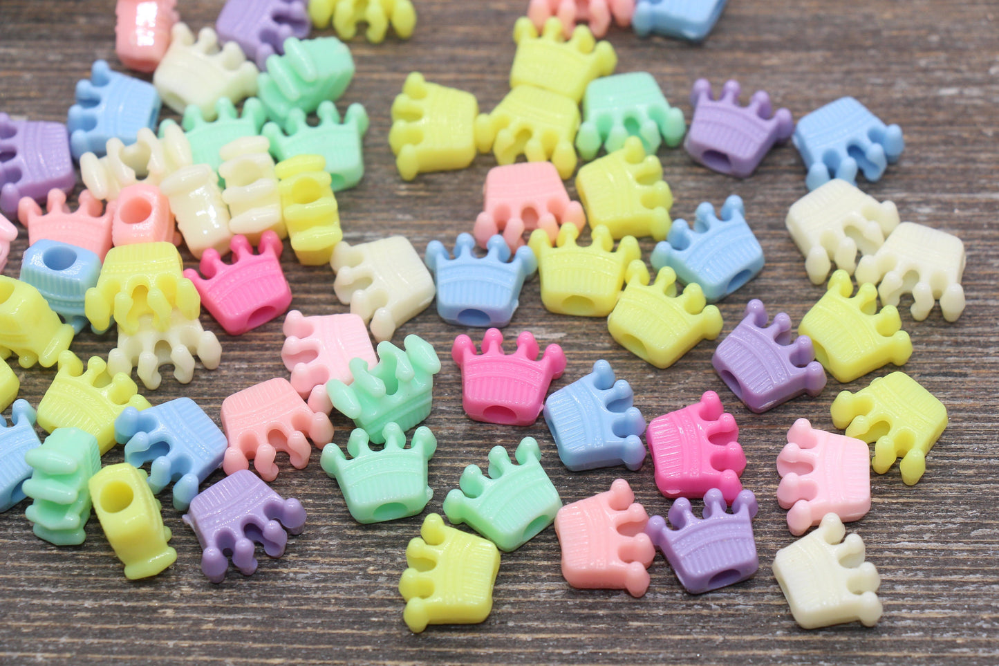 Multicolored Crown Beads, Acrylic Crown Beads, Rainbow Crown Beads, Plastic Crown Shape Beads, Size 7mm #2476