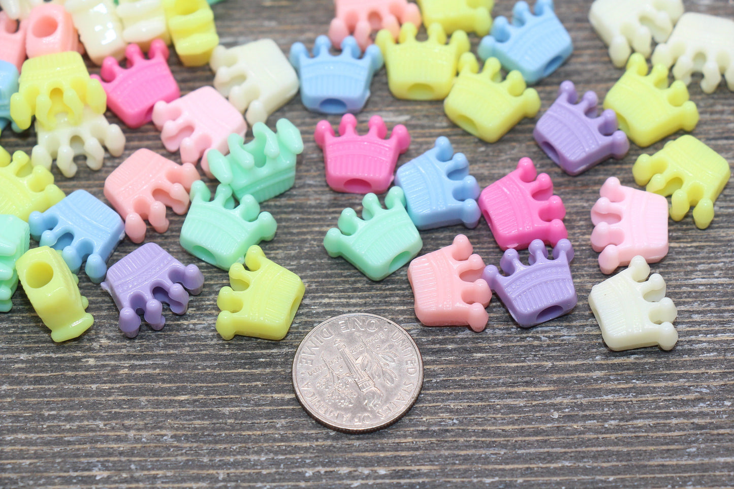 Multicolored Crown Beads, Acrylic Crown Beads, Rainbow Crown Beads, Plastic Crown Shape Beads, Size 7mm #2476