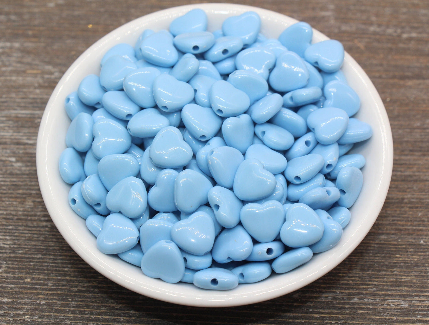 Blue Heart Beads, Blue Acrylic Heart Beads, Chunky Heart Beads, Plastic Heart Shape Beads, Vertical Hole Hearts #2482