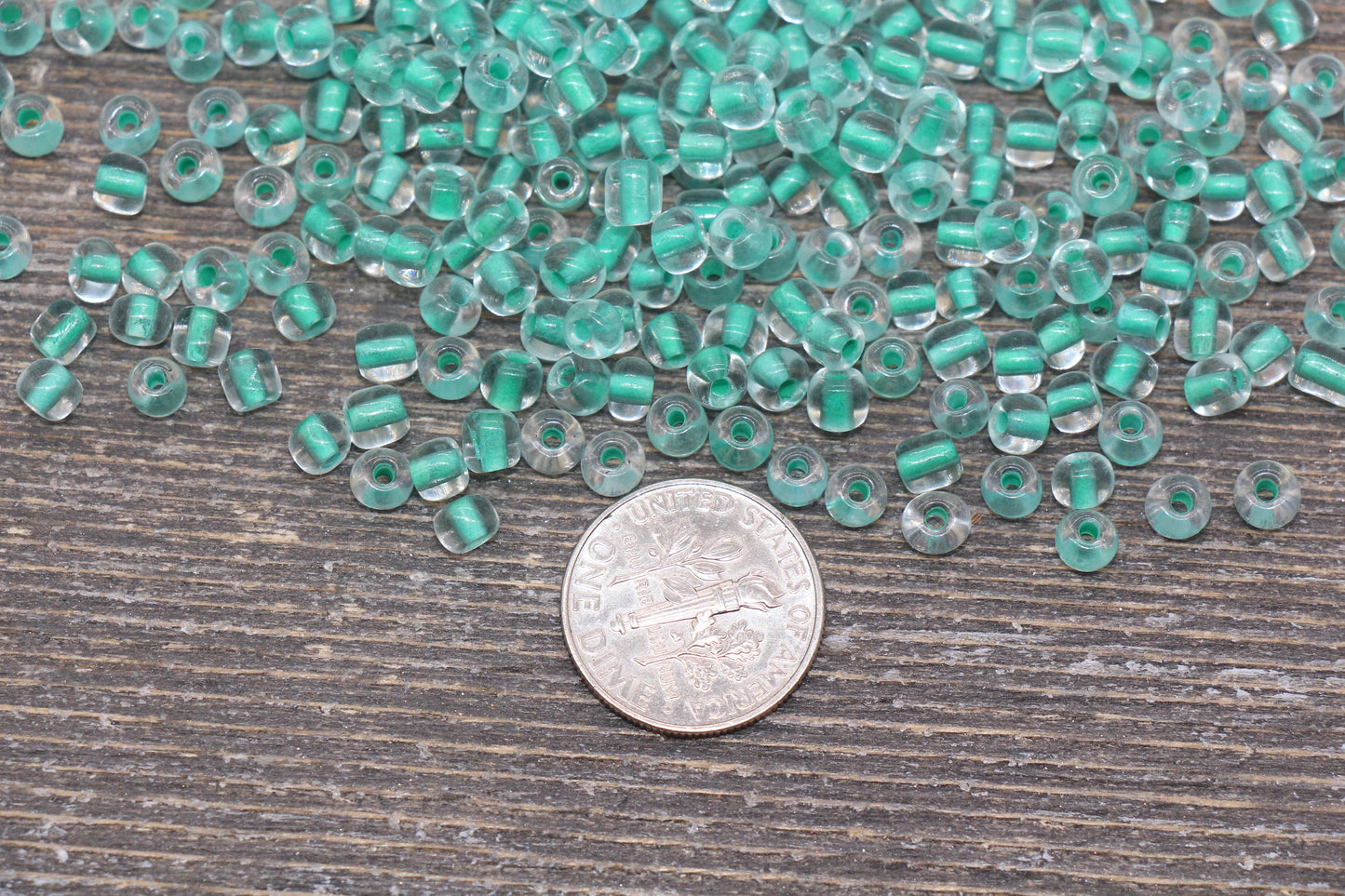 GLOW Glass Beads, 4mm 6/0 Glass Beads, Glow in Dark Transparent Beads with Green Lining Beads, Rocailles Beads, Beading Supplies #2498