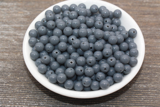 8mm Anchor Gray Gumball Beads, Round Acrylic Loose Beads, Bubblegum Beads, Chunky Beads, Bubble Gum Beads, Smooth Plastic Round Beads #2499