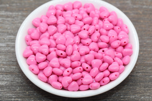 9 x 8mm Barbie Pink Acrylic Heart Beads