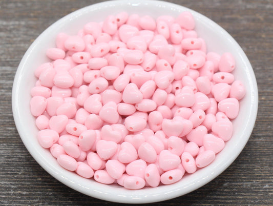 9 x 8mm Pink Acrylic Heart Beads