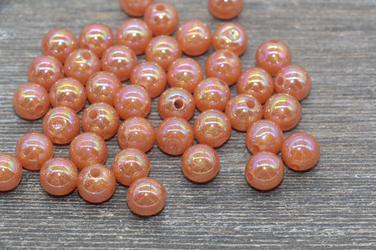 12mm Jelly AB with Glitter Gumball Beads, Iridescent Acrylic Loose Beads, Bubblegum Beads, Sparkle Glossy Chunky Round Beads #2528