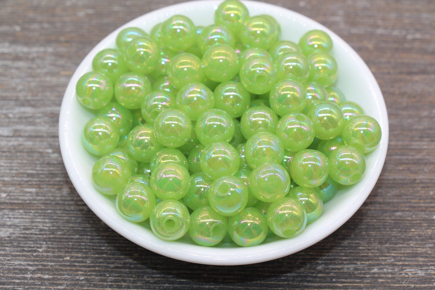12mm Jelly Green AB with Glitter Gumball Beads, Iridescent Acrylic Loose Beads, Bubblegum Beads, Sparkle Glossy Chunky Round Beads #2530