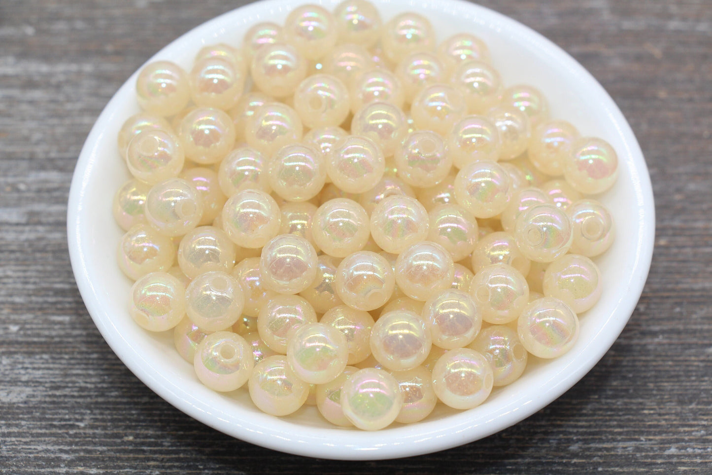 10mm Jelly Ivory AB with Glitter Gumball Beads, Iridescent Acrylic Loose Beads, Bubblegum Beads, Sparkle Glossy Chunky Round Beads #2531