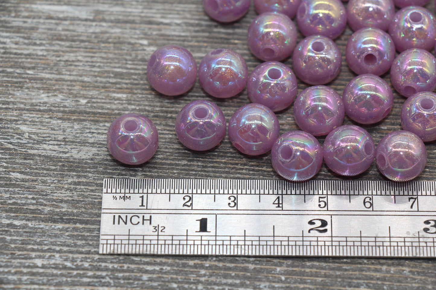 12mm Jelly Purple AB with Glitter Gumball Beads, Iridescent Acrylic Loose Beads, Bubblegum Beads, Sparkle Glossy Chunky Round Beads #2534