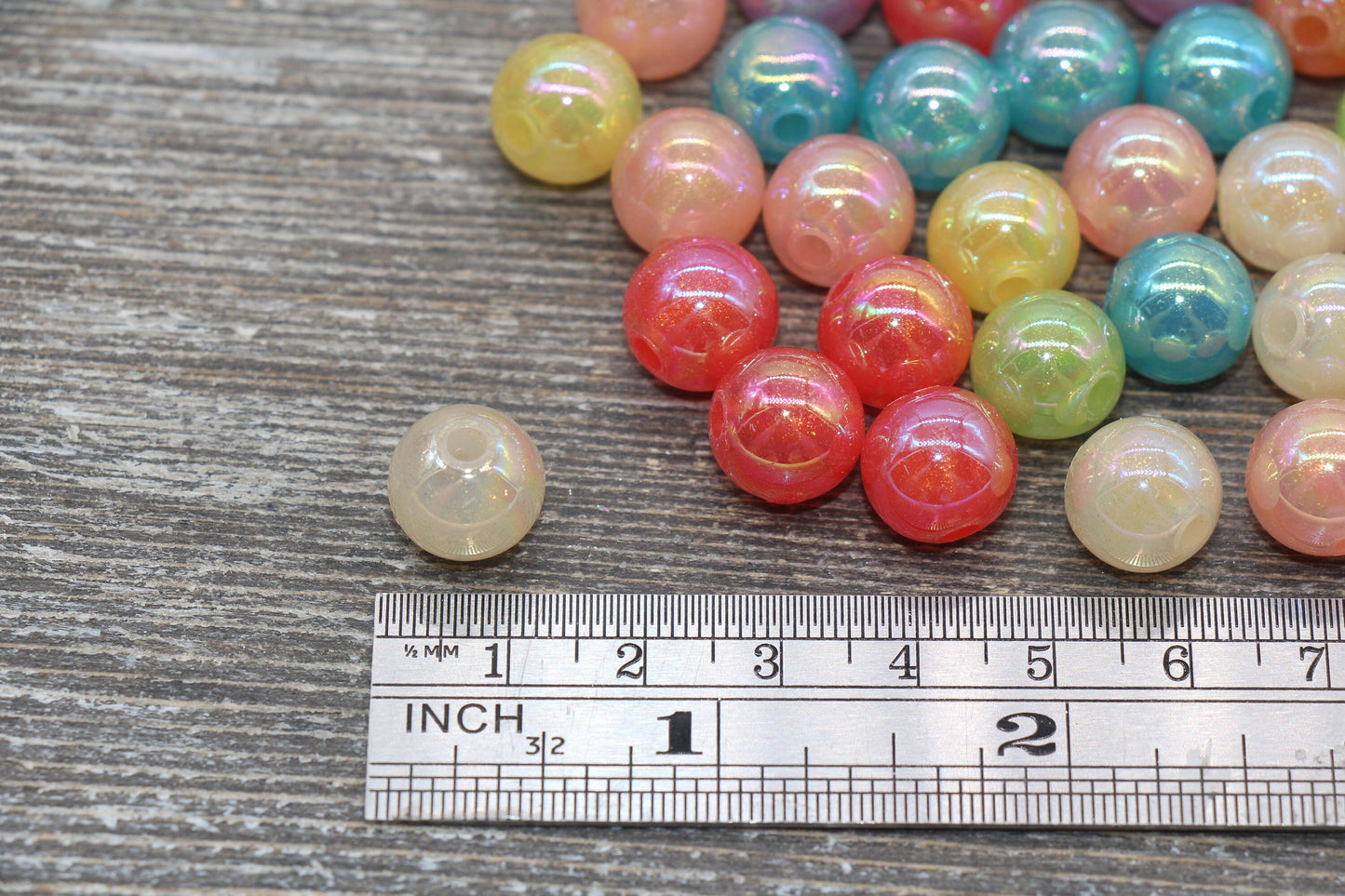 12mm Jelly Multicolor AB with Glitter Gumball Beads, Iridescent Acrylic Loose Beads, Bubblegum Beads, Sparkle Chunky Round Beads #2538