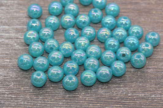 12mm Jelly Blue AB with Glitter Gumball Beads, Iridescent Acrylic Loose Beads, Bubblegum Beads, Sparkle Glossy Chunky Round Beads #2540