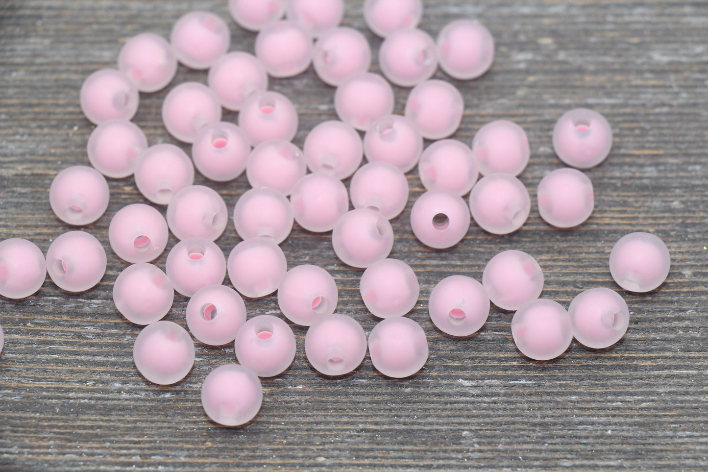 8mm Matte Pink Round Beads, Frosted Pink Acrylic Round Gumball Beads, Bubblegum Beads, Plastic Round Bead, Chunky Beads, #588