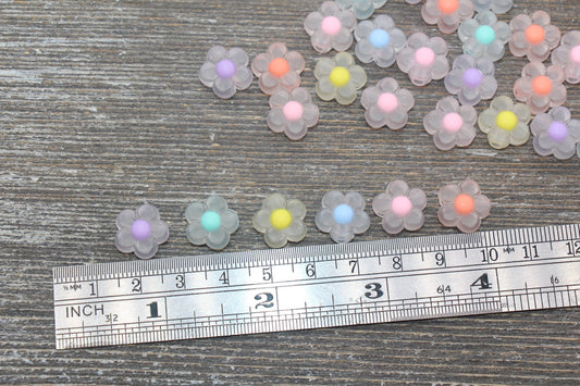 Matte Flower Beads, Frosted Mix Color Flower Beads, Multicolored Flower Shape Acrylic Beads, Bracelet Beads, Jewelry Beads #706