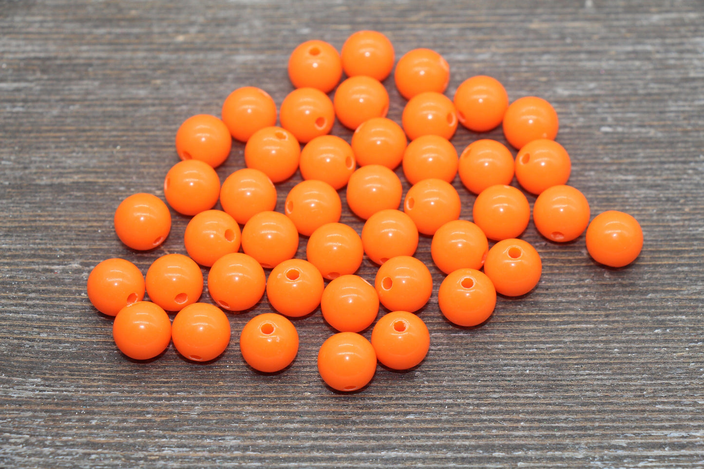 10mm Orange Gumball Beads, Round Acrylic Loose Beads, Bubblegum Beads, Chunky Beads, Gumball Beads, Smooth Plastic Round Beads #328