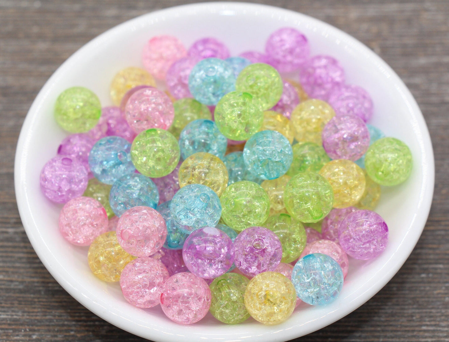 12mm Multicolored Crackle Gumball Beads, Acrylic Crackle Loose Beads, Bubblegum Beads, Chunky Beads, Smooth Round Plastic Beads #806