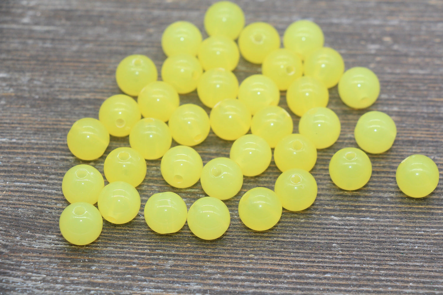 12mm Yellow Translucent Gumball Beads, Round Acrylic Loose Beads, Bubblegum Beads, Chunky Beads, Smooth Plastic Round Beads #415