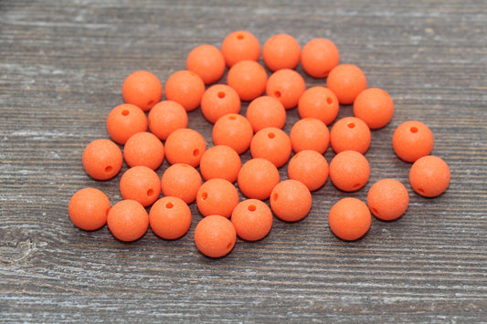 10mm Matte Orange Gumball Beads, Round Acrylic Loose Beads, Frosted Orange Bubblegum Beads, Chunky Beads, Round Plastic Beads #2551