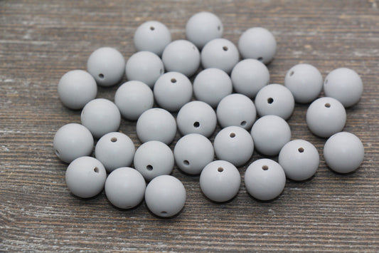 12mm Matte Gray Round Beads, Frosted Gray Acrylic Round Gumball Beads, Bubblegum Beads, Chunky Beads, Plastic Round Bead, #2570