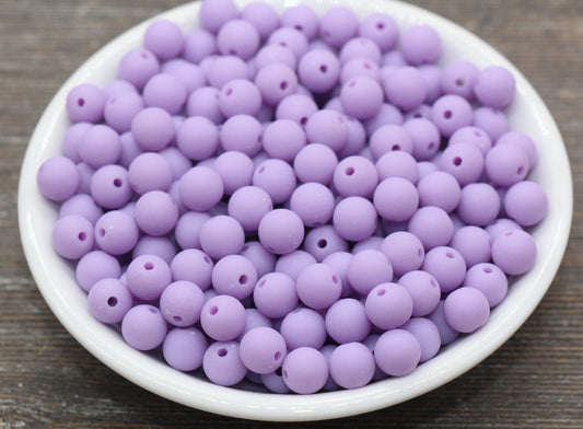 8mm Matte Lavender Round Beads, Acrylic Gumball Bead, Frosted Purple Round Spacer Beads, Bubblegum Beads, Plastic Round Bead #2580