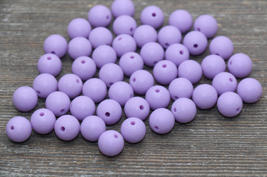 10mm Matte Lavender Gumball Beads, Round Acrylic Loose Beads, Frosted Purple Bubblegum Beads, Chunky Beads, Round Beads #2581