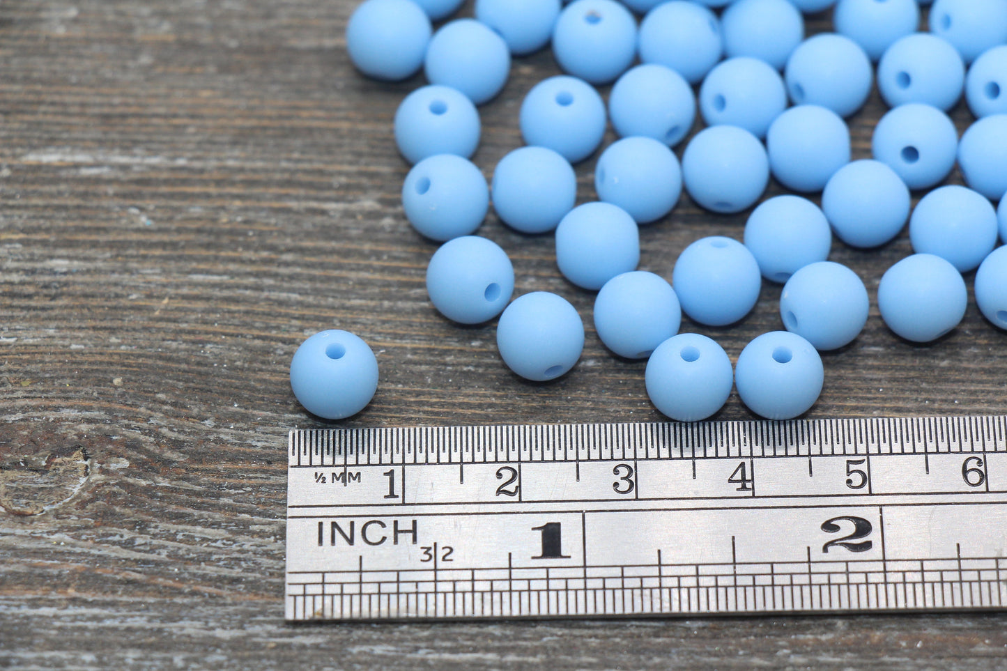8mm Matte Dusty Blue Round Beads, Acrylic Gumball Bead, Frosted Blue Round Spacer Beads, Bubblegum Beads, Plastic Round Bead #2589