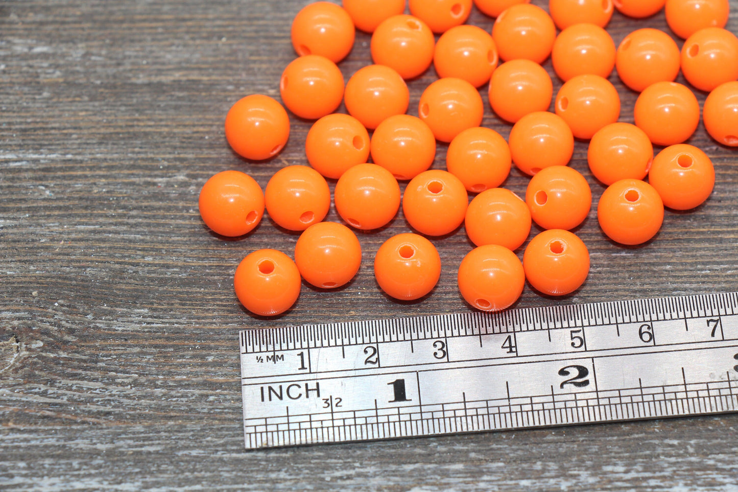 10mm Orange Gumball Beads, Round Acrylic Loose Beads, Bubblegum Beads, Chunky Beads, Gumball Beads, Smooth Plastic Round Beads #328