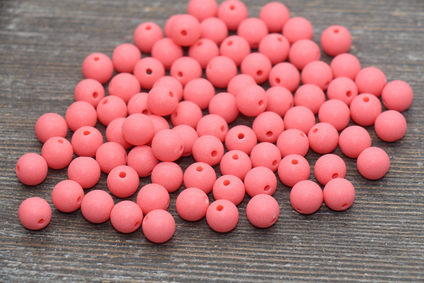 8mm Matte Watermelon Pink Round Beads, Acrylic Gumball Bead, Frosted Pink Round Spacer Beads, Bubblegum Beads, Plastic Round Bead #2598