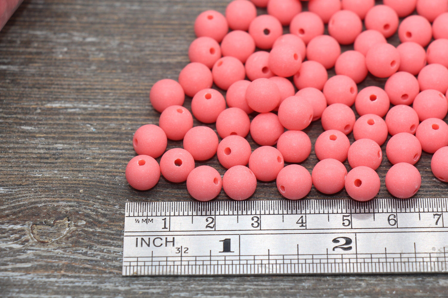 8mm Matte Watermelon Pink Round Beads, Acrylic Gumball Bead, Frosted Pink Round Spacer Beads, Bubblegum Beads, Plastic Round Bead #2598