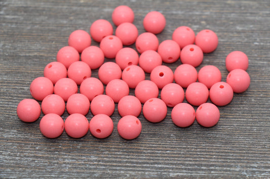 10mm Matte Watermelon Pink Round Beads, Frosted Pink Acrylic Round Gumball Beads, Bubblegum Beads, Chunky Beads, Plastic Round Bead, #2599